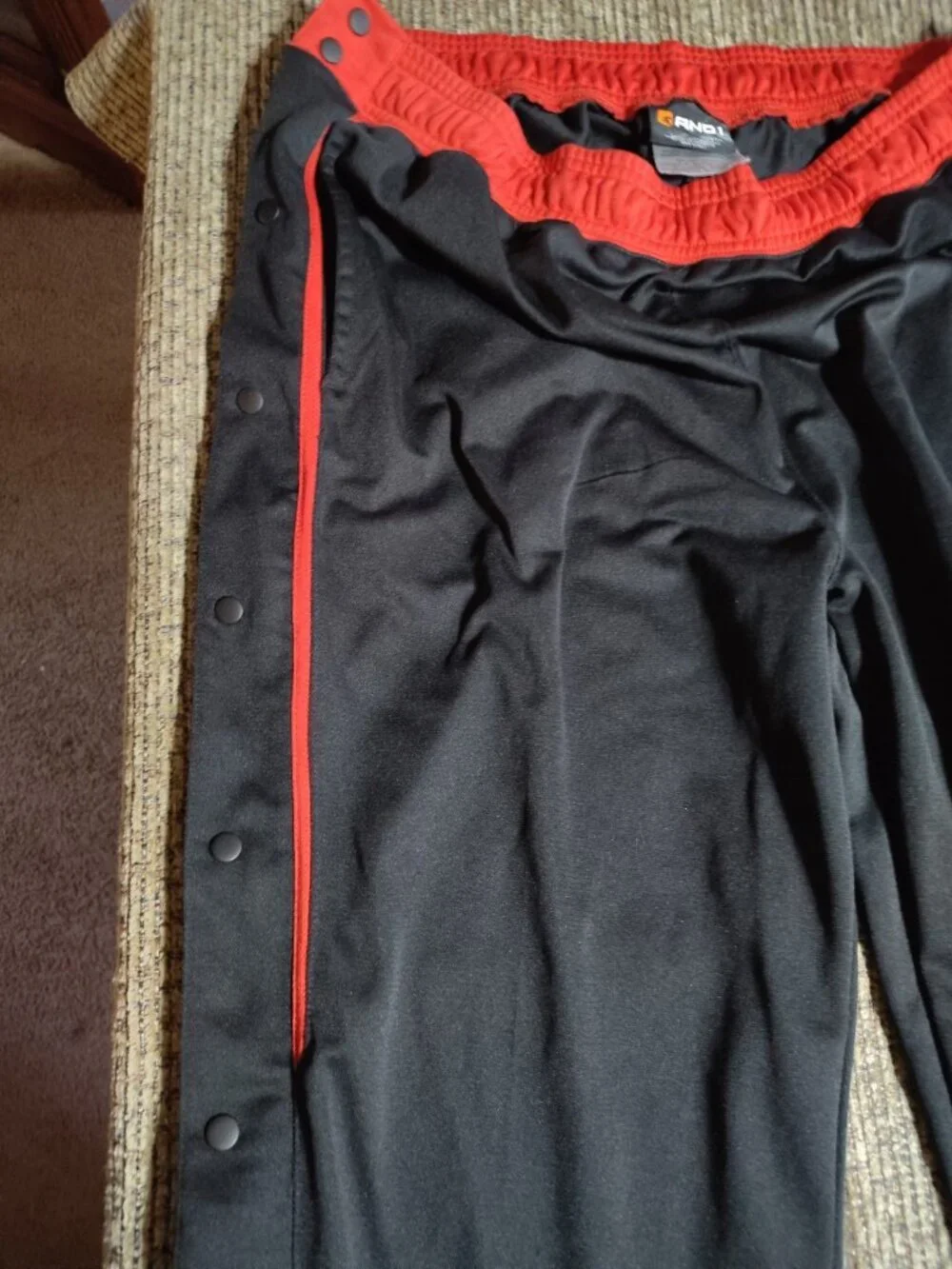 Vintage AND1 Pant Mens XL Black Polyester Track Tear Away Basketball Activewear